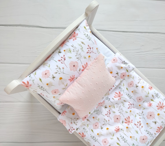 Doll Bedding Set Doll Pram Bedding Set Doll Crib Bedding Doll Cot Bedding Floral Pattern Bedding Etsy Canada