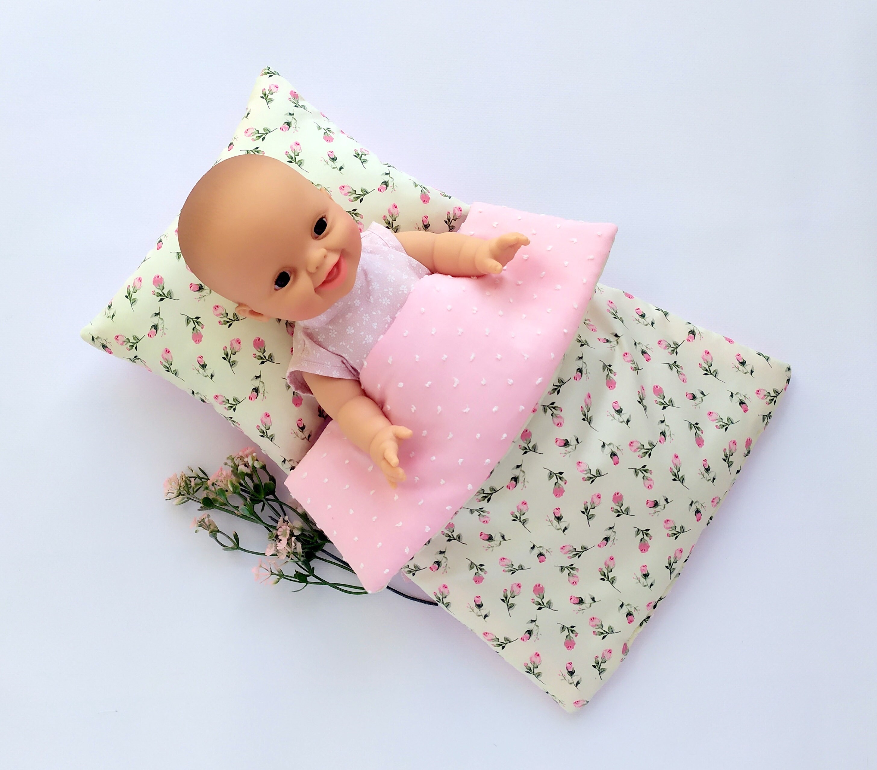Rose Doll Bedding Set Doll Pram Bedding Doll Crib Set Etsy
