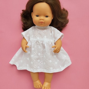 Kleid für eine 13-16 Zoll Puppe, 15 Miniland Puppenkleid, Dinkum Puppenkleid, Paola Reina Kleid, 13 Miniland Kleid, weißes Puppenkleid