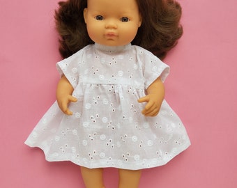 Dress for a 13-16 inches doll, 15 Miniland doll dress, Dinkum doll dress, Paola Reina dress, 13 Miniland dress, white doll dress