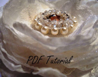 Crystal pearl brooch component Beading tutorial Fabric flower bouquet component Hair pin applique Wedding decoration pattern