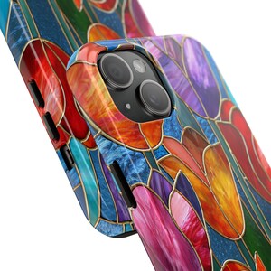 Tulip Flowers Phone Case - iPhone 17 16 15 Galaxy S26 S25 S24 Pixel 9 Floral Stained Glass Case - Spring Flower Art Cover for iPhone Pro Max image 3
