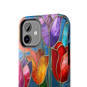 Tulip Flowers Phone Case - iPhone 17 16 15 Galaxy S26 S25 S24 Pixel 9 Floral Stained Glass Case - Spring Flower Art Cover for iPhone Pro Max image 6