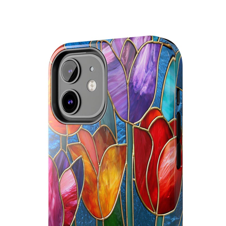 Tulip Flowers Phone Case - iPhone 17 16 15 Galaxy S26 S25 S24 Pixel 9 Floral Stained Glass Case - Spring Flower Art Cover for iPhone Pro Max image 6