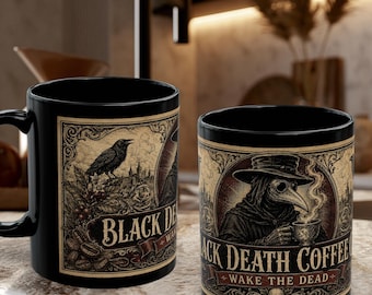 Mug Docteur de la Peste, Mug Gothique Peste Noire, Tasse Corbeau, Cadeau Dark Academia, Décoration Médiévale Macabre 325 ml ou 445 ml, Corbeau Victorien