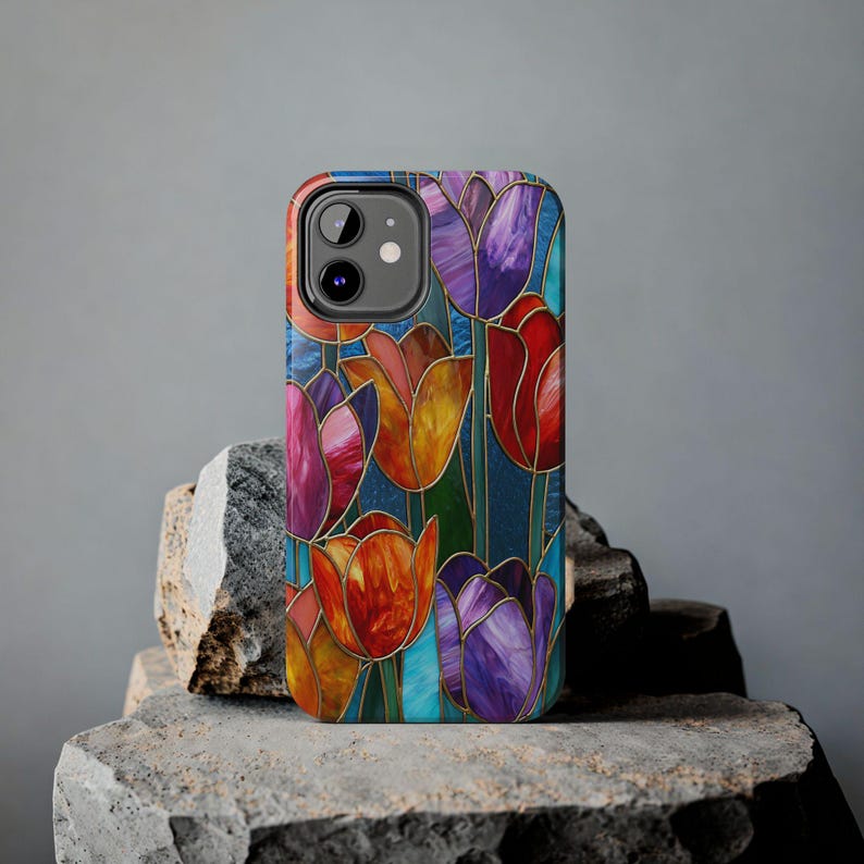 Tulip Flowers Phone Case - iPhone 17 16 15 Galaxy S26 S25 S24 Pixel 9 Floral Stained Glass Case - Spring Flower Art Cover for iPhone Pro Max image 8