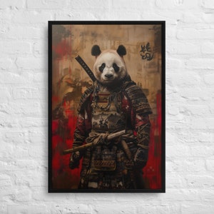 Samurai Panda Bear Warrior Japanese Wall Art Print Katana Martial Arts Shogun Japan Wall Decor Framed Poster Framed Canvas Framed Print Gift