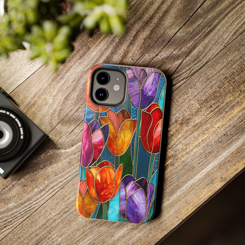 Tulip Flowers Phone Case - iPhone 17 16 15 Galaxy S26 S25 S24 Pixel 9 Floral Stained Glass Case - Spring Flower Art Cover for iPhone Pro Max image 7