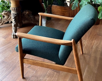 Bottle green lounge CHAIR,fauteuil scandinave,sillón escandinavo,poltrona scandinava,MAKE A WISH,Mid Century, Vintage,ottoman,stool,footrest