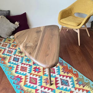 Low side table 120x70, TRIPOD, Mid-century coffee table, tapered legs, custom height, kidney-shaped, the sixties, pebble table, tiny space
