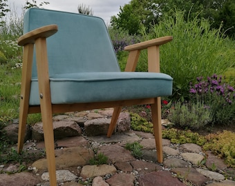 Dusty blue chair, cloudy, cerulean, blue velvet, the 1960s, Mid Century, modern, form & function,lounge,ceruleum soft blue, cyan, easy chair