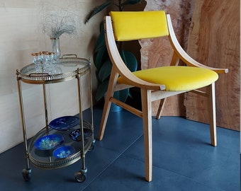 Yellow vintage chair, 1960s, Mid Century design, Scandinavian style, Danish, chair-Customisable, color of the sun, lemon