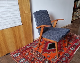 CUSTOMISABLE  desk or dining chair, 1960s, Danish, modernist, cute, dining, melange, navy, teal, blue jeans,stain or light wood