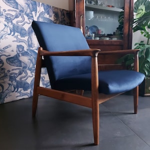 Indigo lounge chair, mazarine blue, aquamarine, fauteuil scandinave,sillón escandinavo,poltrona scandinava, Mid Century, Vintage,easy chair