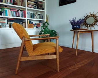 CUSTOMISABLE corduroy, vintage lounge chair, velvety, cord, Mad Man, Scandinavian, Mid Century Modern look, retro chic!