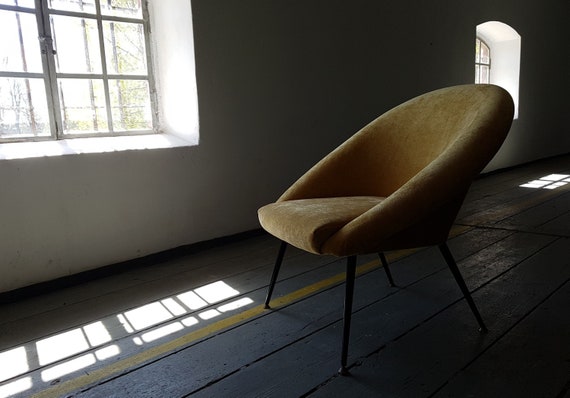 Flying Saucer Chair Sputnik Bowl Chair Vintage Yellow Mustard