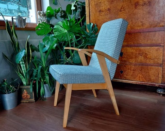 Funky chair, retro, bobbin, bead pattern, 1960s, Scandinavian design, vintage pattern,blueish,beads on strings, accent chair,dream chair