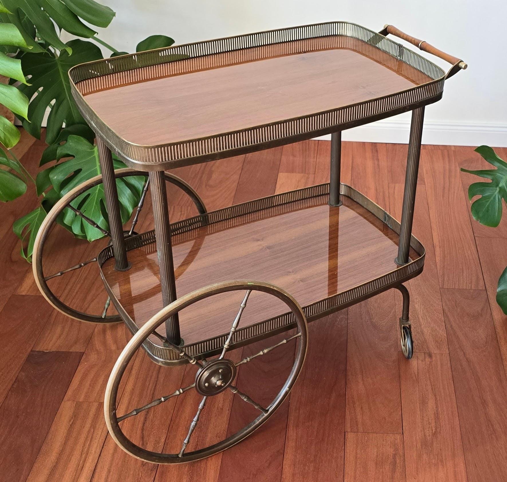 ヴィンテージ真鍮製バーカート、ミッドセンチュリーイタリア製ドリンク