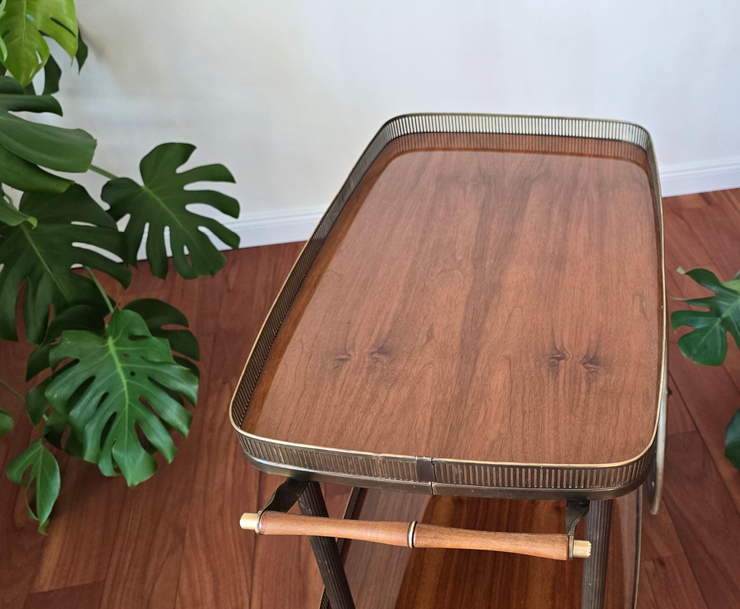 ヴィンテージ真鍮製バーカート、ミッドセンチュリーイタリア製ドリンク