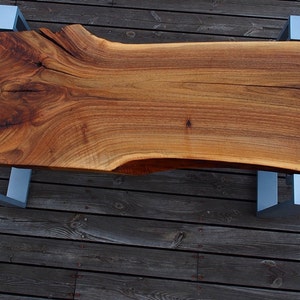 offbeat WALNUT slab, live edge table, dramatic cracks, splits, knots, burls image 1