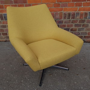 Jazz! Yellow, mustard, CLUB CHAIR, ambient,Vintage German, Armchair, Retro, Chromed, Mid Century Danish Modern, Loft