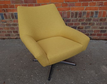 Jazz! Yellow, mustard, CLUB CHAIR, ambient,Vintage German, Armchair, Retro, Chromed, Mid Century Danish Modern, Loft