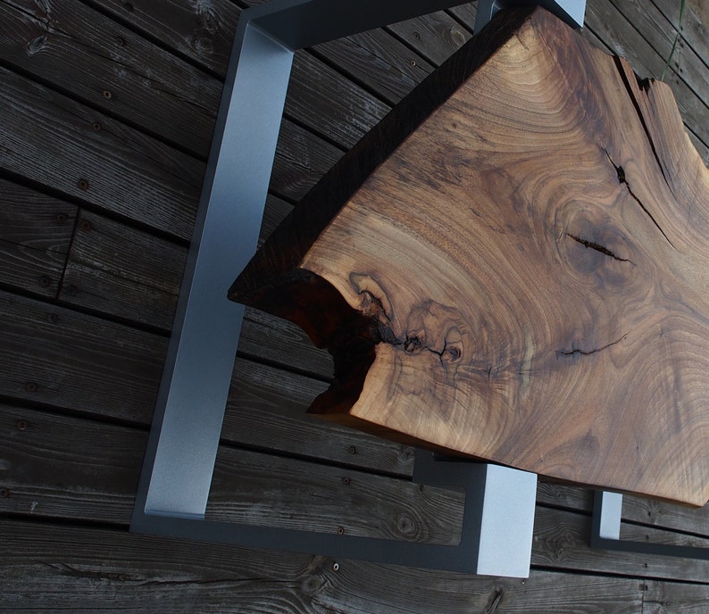 offbeat WALNUT slab, live edge table, dramatic cracks, splits, knots, burls image 2