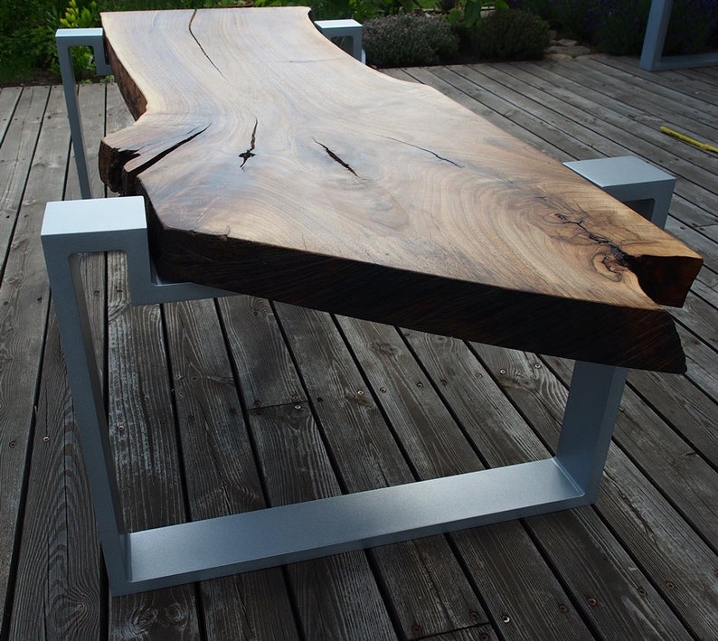 offbeat WALNUT slab, live edge table, dramatic cracks, splits, knots, burls image 3