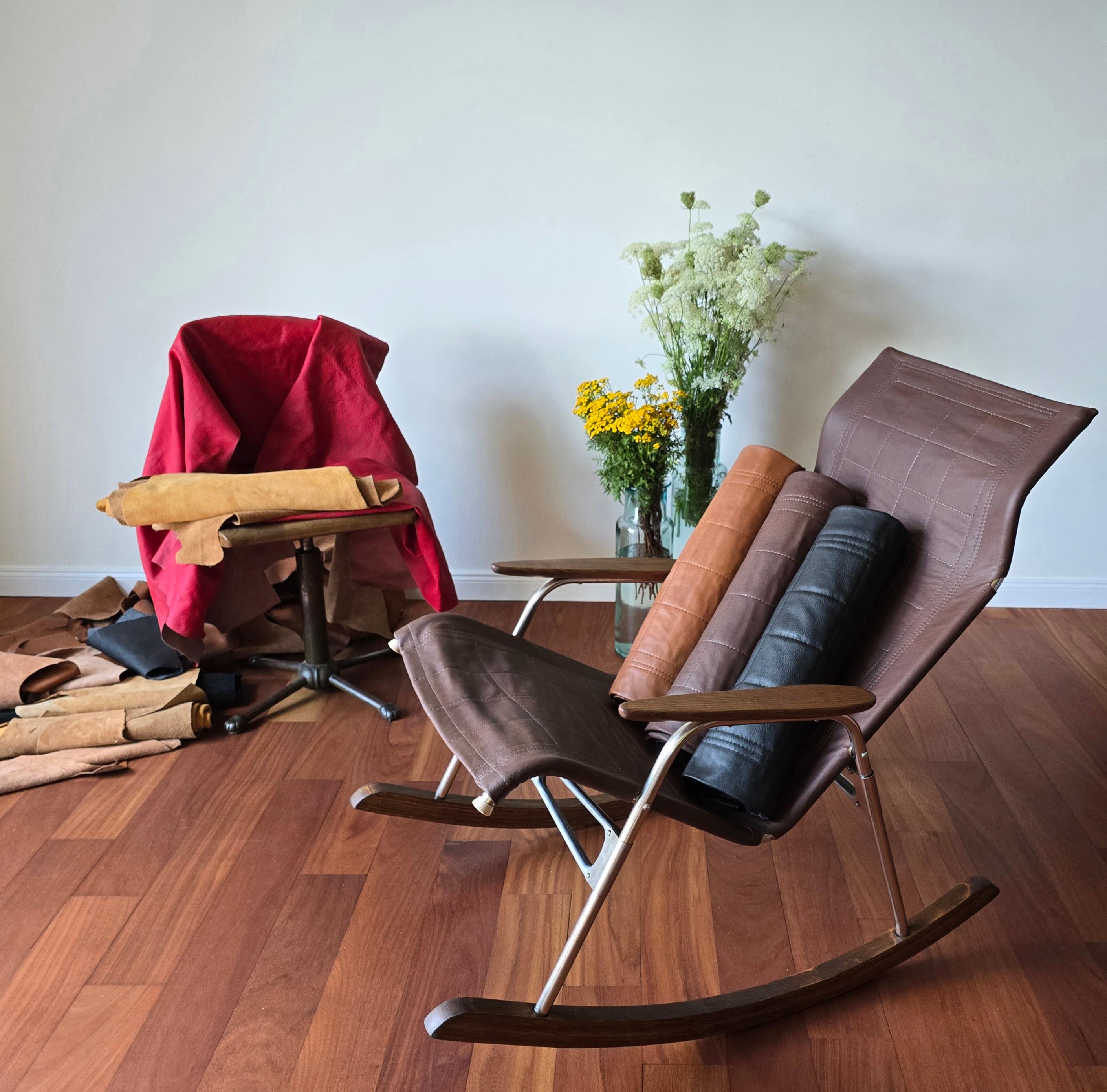 Vintage rocking chair leather seat - Etsy 日本