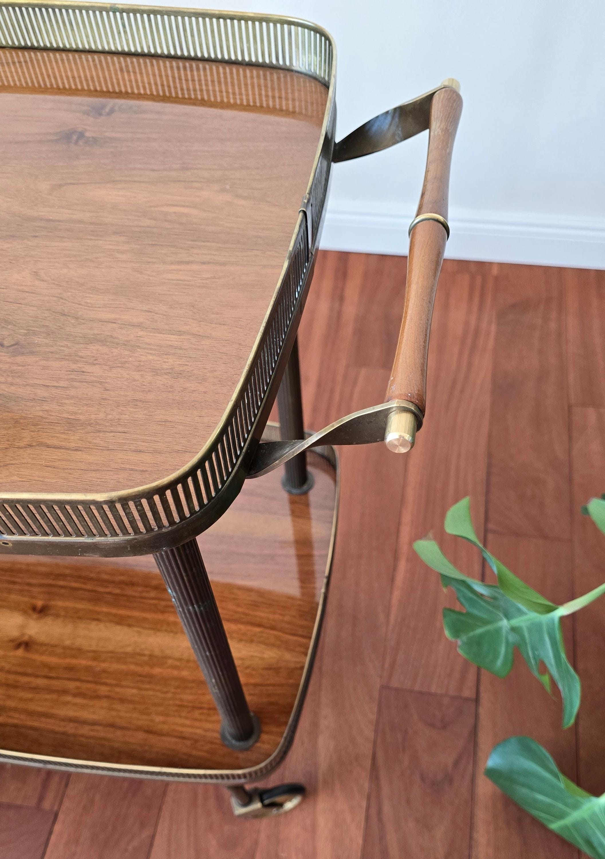 ヴィンテージ真鍮製バーカート、ミッドセンチュリーイタリア製ドリンク