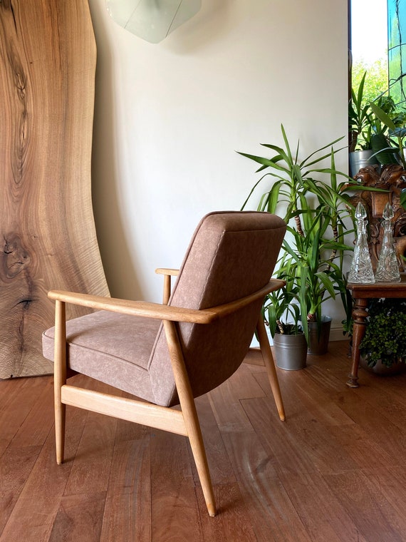 Vintage Beige Armchair Mid Century Classic Scandinavian Design Pleinwooden Frame Etsy Denmark