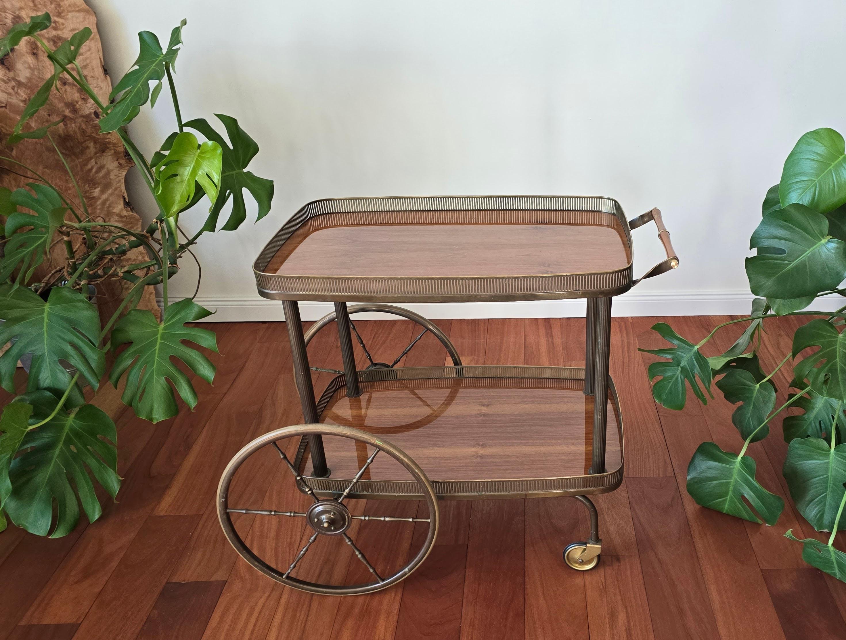 ヴィンテージ真鍮製バーカート、ミッドセンチュリーイタリア製ドリンク