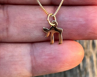 Hebrew Chai Pendant, 14K Solid Gold Chai Necklace, Jewish