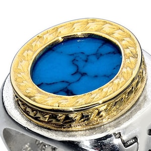 King Solomon Ring, Prosperity Stone, Kabbalah Jewelry, Turquoise Stone, Silver Men Ring, Protection Amulet, Turquoise Gold Ring, Hebrew Ring image 2