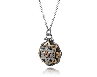 Jewish Star Necklace, Protection Amulet, Blessing Jewelry, Kabbalah Protection, Men Gold Star Pendant, Evil Eye Jewelry, Silver Gold Pendant