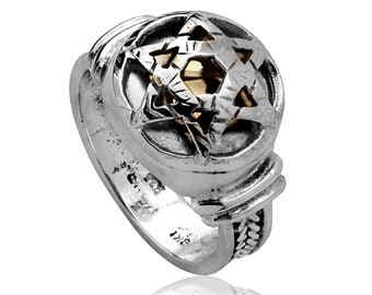 Star of David Ring, 5 Metals Ring, Jewish Star Ring, Kabbalah Jewelry, Silver Man Ring, Protection Ring, Magen David Ring, Israeli Gift