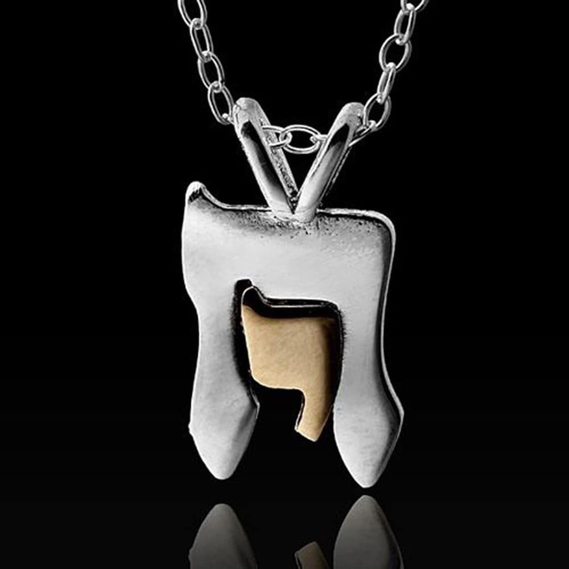 Collier Pendentif Symbole Chai En Acier Inoxydable Mot Hébreu