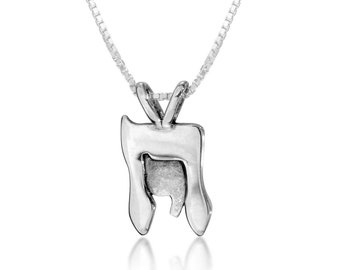 Sterling Silver .925 Chai Symbol Hebrew Charm Pendant Necklace – Made In USA, EJewelryPlus