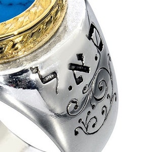 King Solomon Ring, Prosperity Stone, Kabbalah Jewelry, Turquoise Stone, Silver Men Ring, Protection Amulet, Turquoise Gold Ring, Hebrew Ring image 3