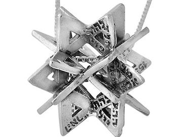 Star Of David Necklace, Jewish Star Pendant, Kabbalah Necklace, Jewish Necklace, Protection Amulet, Merkabah Pendant, Judaica Jewelry, HaAri