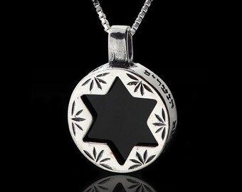 Star Of David Necklace, Jewish Star Pendant, Men Jewish Necklace, Protection Amulet, Hebrew Necklace, Kabbalah Jewelry, Judaica Jewelry