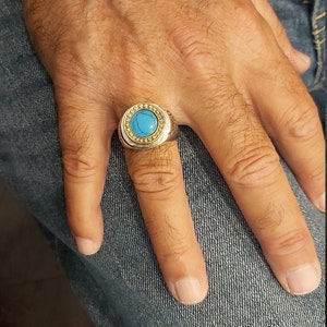 King Solomon Ring, Prosperity Stone, Kabbalah Jewelry, Turquoise Stone, Silver Men Ring, Protection Amulet, Turquoise Gold Ring, Hebrew Ring image 5