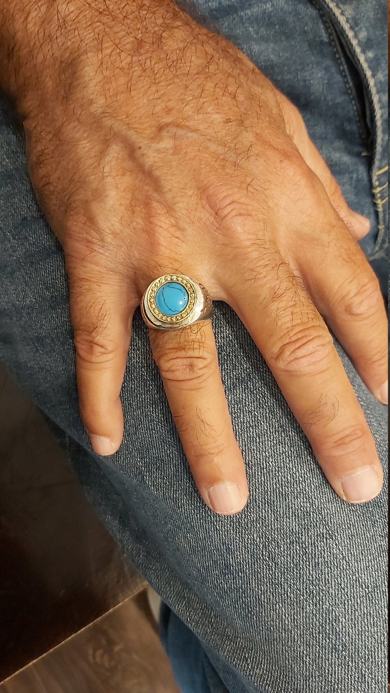 King Solomon Ring, Prosperity Stone, Kabbalah Jewelry, Turquoise Stone, Silver Men Ring, Protection Amulet, Turquoise Gold Ring, Hebrew Ring image 5
