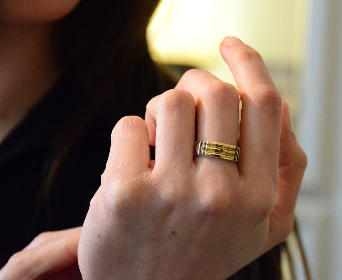 Gold Atlantis Ring Spiritual Ring Protection Ring 18K Gold Ring Energy Ring Egyptian Ring Two Tone Band Kabbalah Ring Unisex Ring Etsy