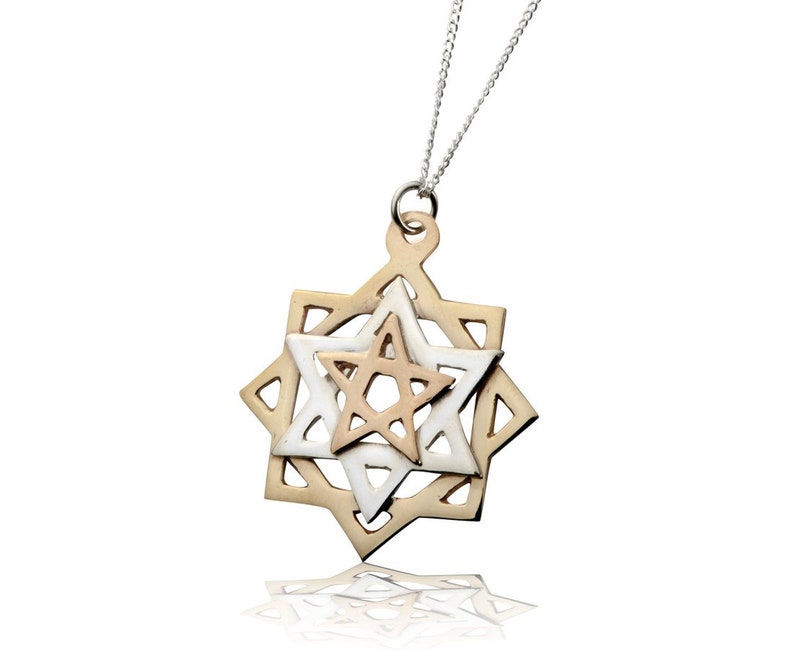 Gold Star Pendant King Solomon Men Pendant Silver Gold Jewelry Protection Talisman Jewish Jewelry David Star Jewelry Women Necklace