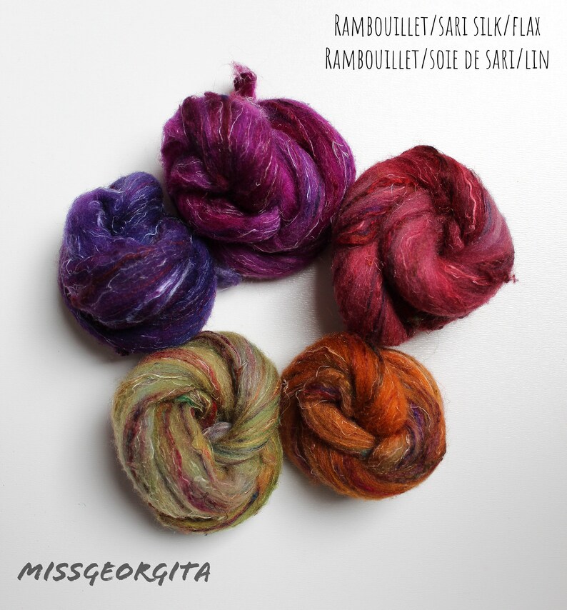Spinning fiber nests with coordonated colors 4 blends Sorbet d/'\u00e9t\u00e9-25 gr