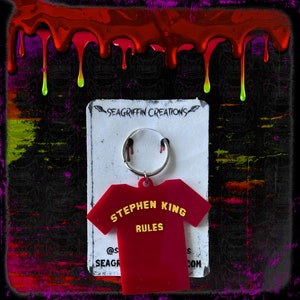 Stephen King Rules Keychain, Acrylic Keychain, Monster Squad Keychain