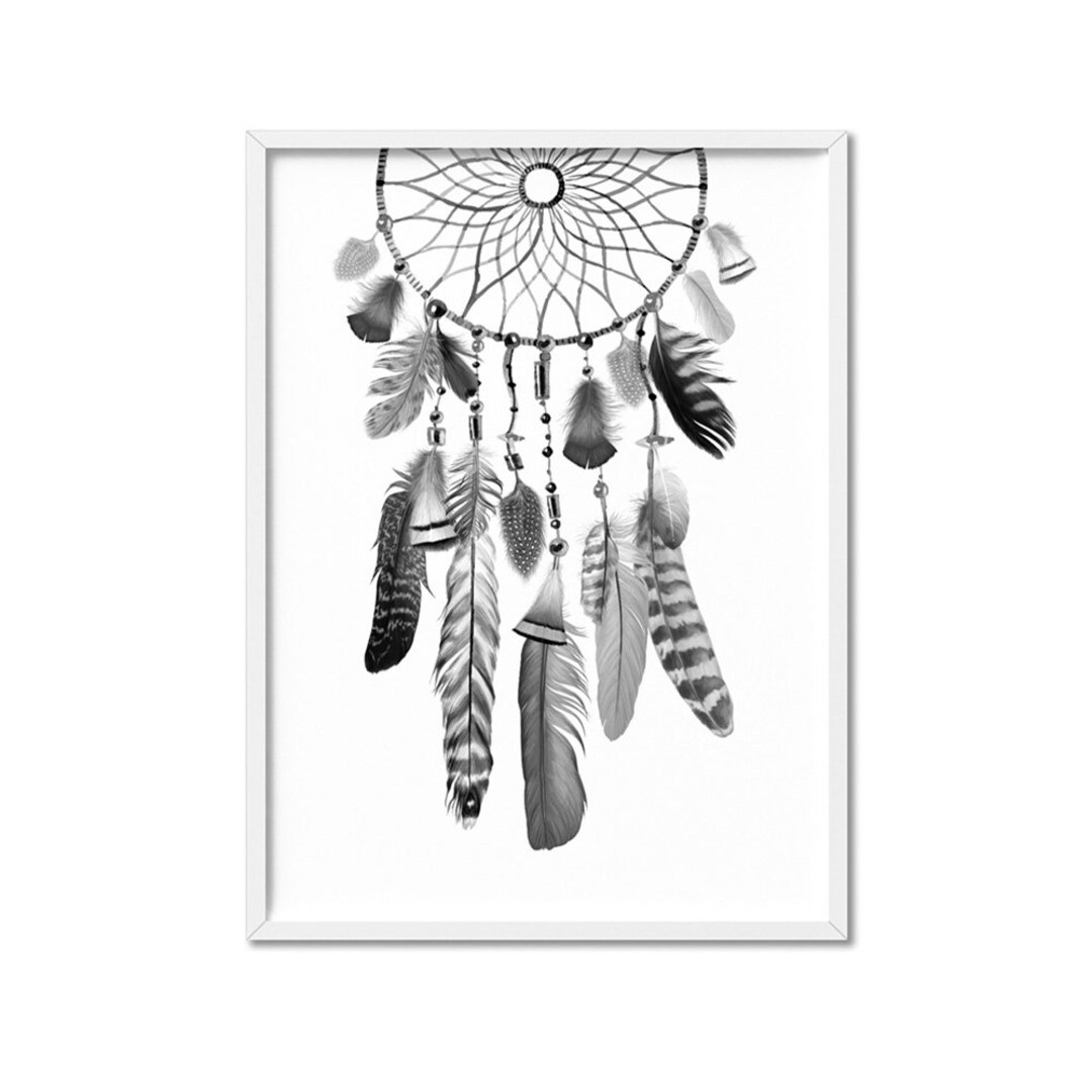 Scandi Dream Catcher Wall Art Print. Modern Kids Room or Nursery Decor