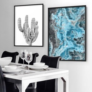 Larimar Slice Wall Art. Stone in Turquoise Watercolours. Mineral Wall Art. Dominican republic Gemstone Art Print. Rare Earth Gem | AGA-21 image 3