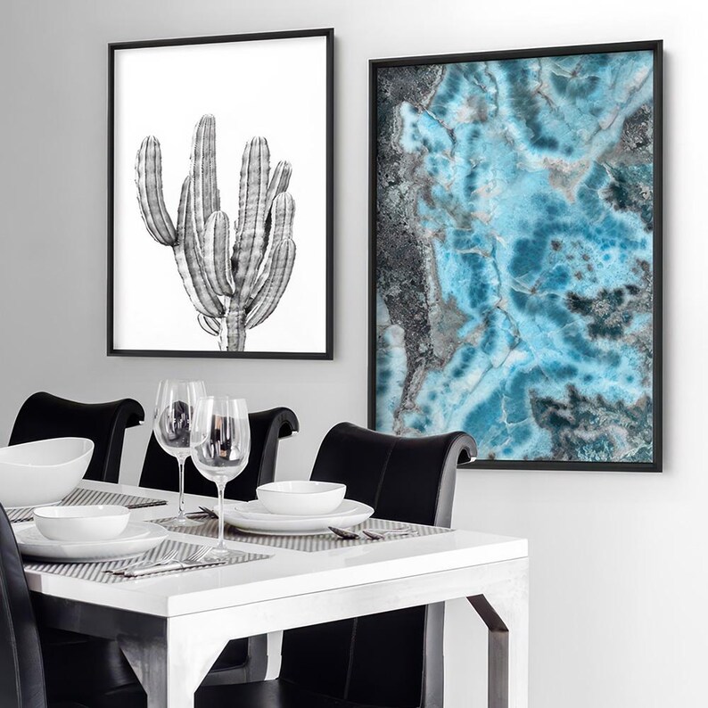 Larimar Slice Wall Art. Stone in Turquoise Watercolours. Mineral Wall Art. Dominican republic Gemstone Art Print. Rare Earth Gem | AGA-21 image 3